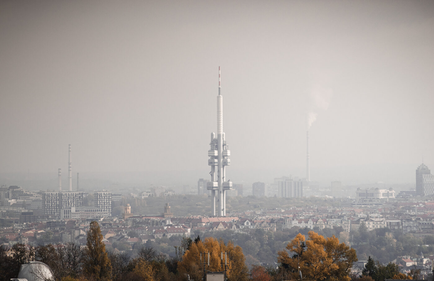 výhled na Prahu ze střechy stadionu Evžena Rošického