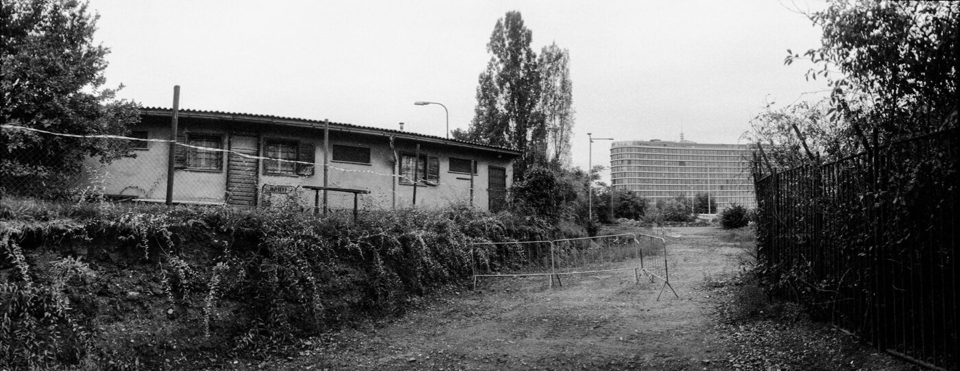 Analogová Panoramatická fotografie Prahy, Praha panoramatická, fotoaparátem Horizon 202, Pankrác 5.května